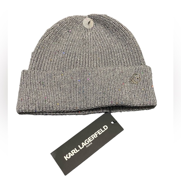 Karl Lagerfeld Accessories - NWT Karl Lagerfeld Embellished Beanie